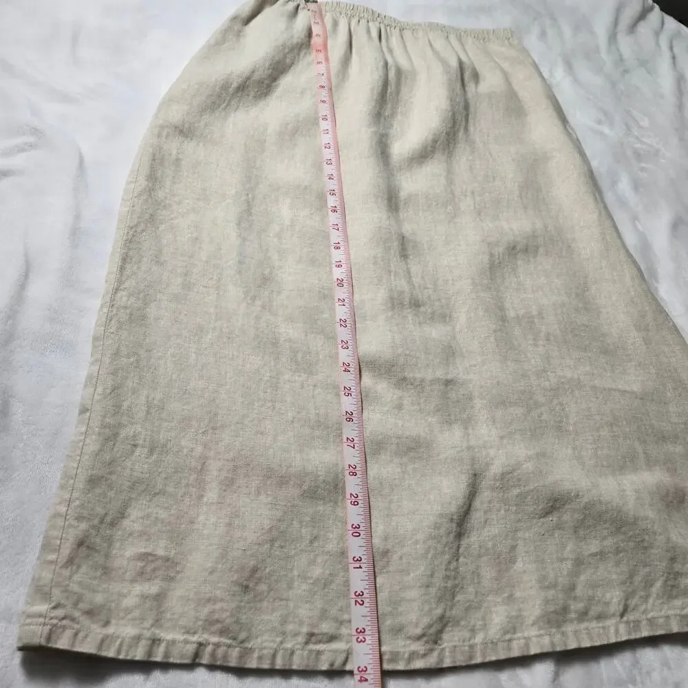 Talbots 100% Irish Linen Midi Skirt Neutral – L - Picture 6 of 9